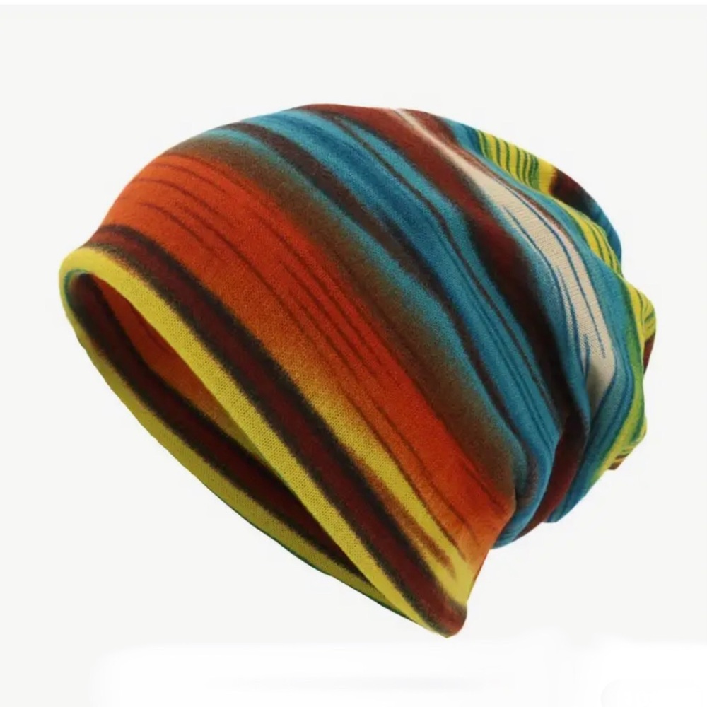 Fashionable Ear Protection Color Matching Striped Pullover Hat